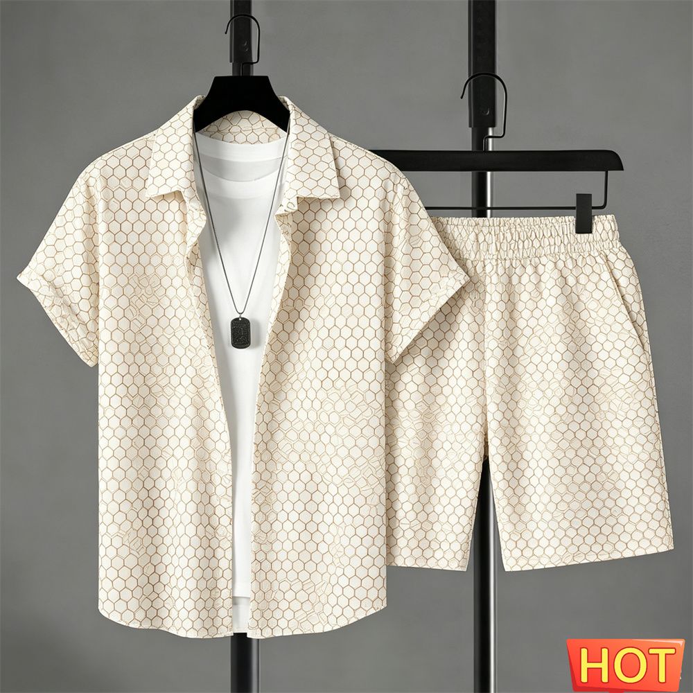 Summer Clothing Sets Men - Yazlık Erkek Gömlek Takımı Degrade Renkli