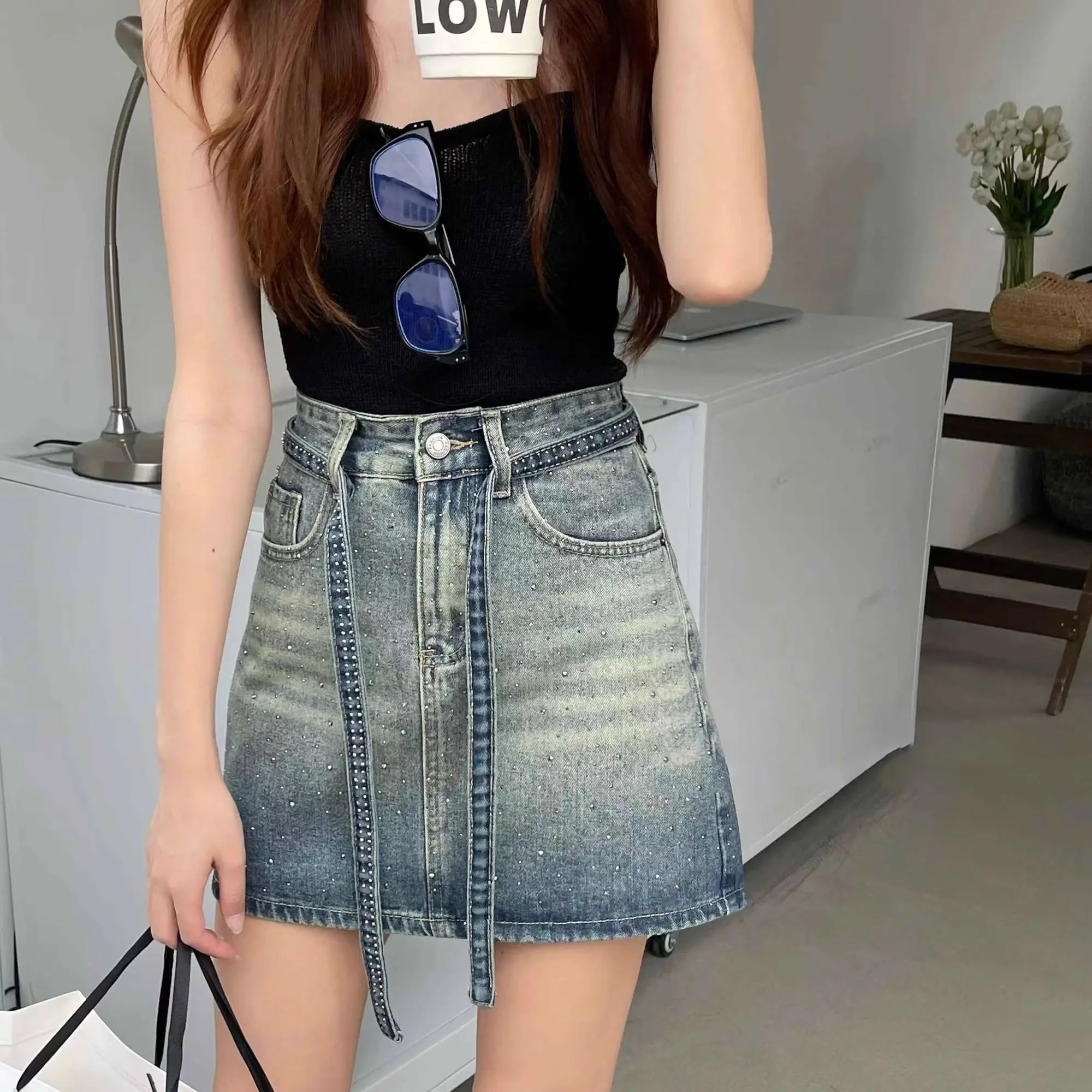 Summer Clothing Styles For Women - Kadınlar İçin Kot Etekler Degrade Yüksek