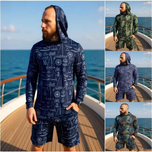 Summer Clothing Sets Men - 2026 Yeni Kamuflaj Baskılı Unisex Kapüşonlu