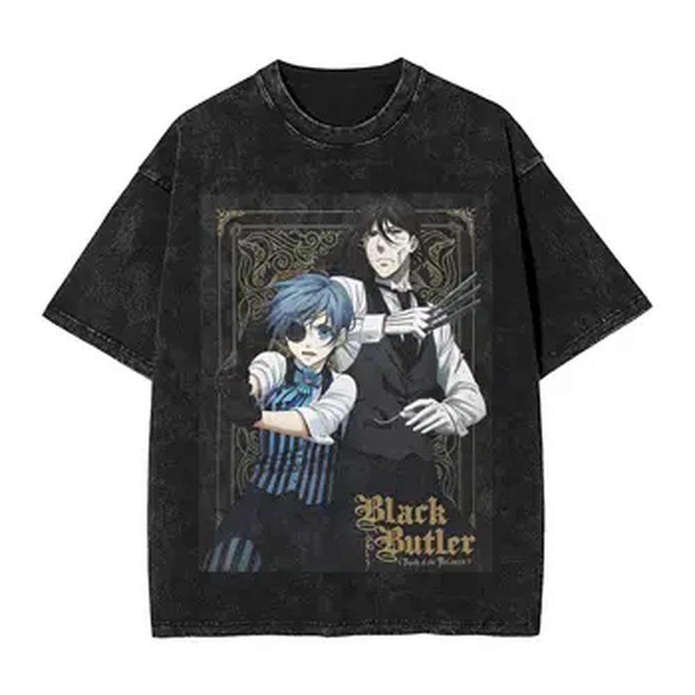 Vintage Summer Clothing Men - Anime Black Butler Grafik Tişört Erkekler