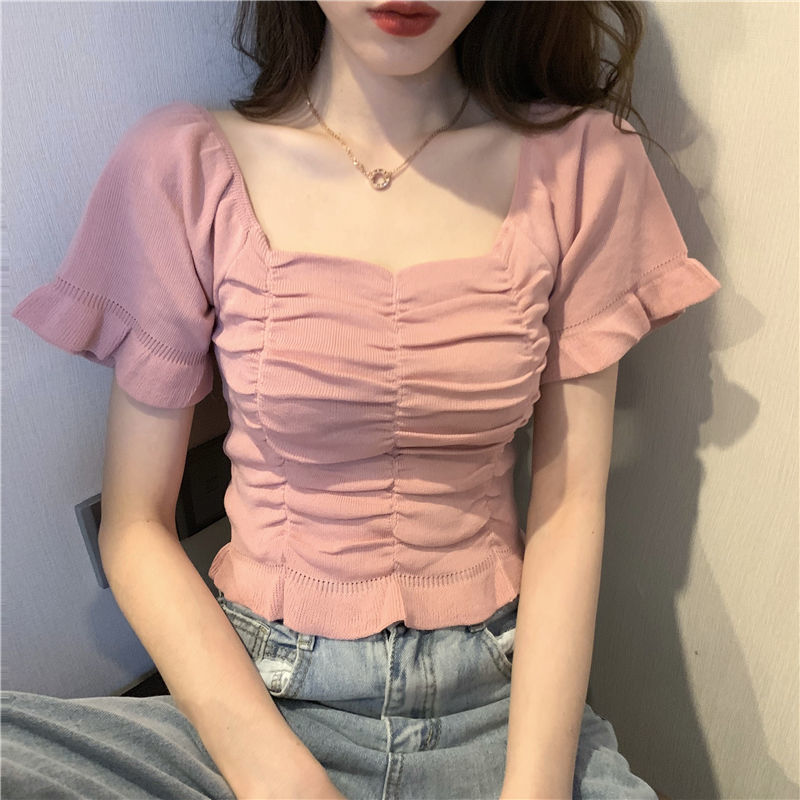 Summer Clothing For Teens - Örme Moda Bluz Kadın Fırfırlı Gençlik
