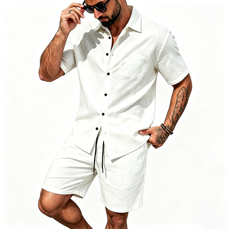 Erkekler Keten İki Parçalı Kıy - Summer Clothing Sets Men incelemesi ve fiyatı
