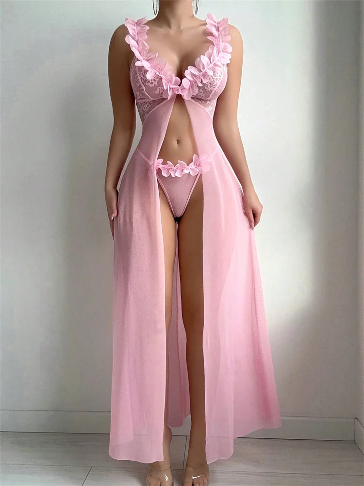 Pembe Çiçekli Dantel Şeffaf Ge - Summer Clothing Styles incelemesi ve fiyatı