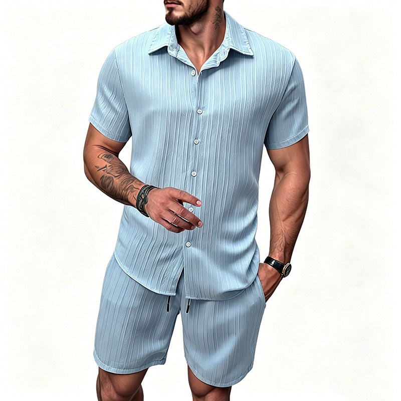 2026 Yeni Erkek Dikey Kırışık  - Summer Clothing Sets Men incelemesi ve fiyatı