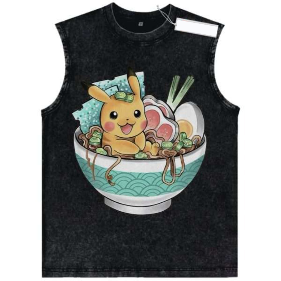 Vintage Yıkanmış Pokemon Tank  - Vintage Summer Clothing Men incelemesi ve fiyatı