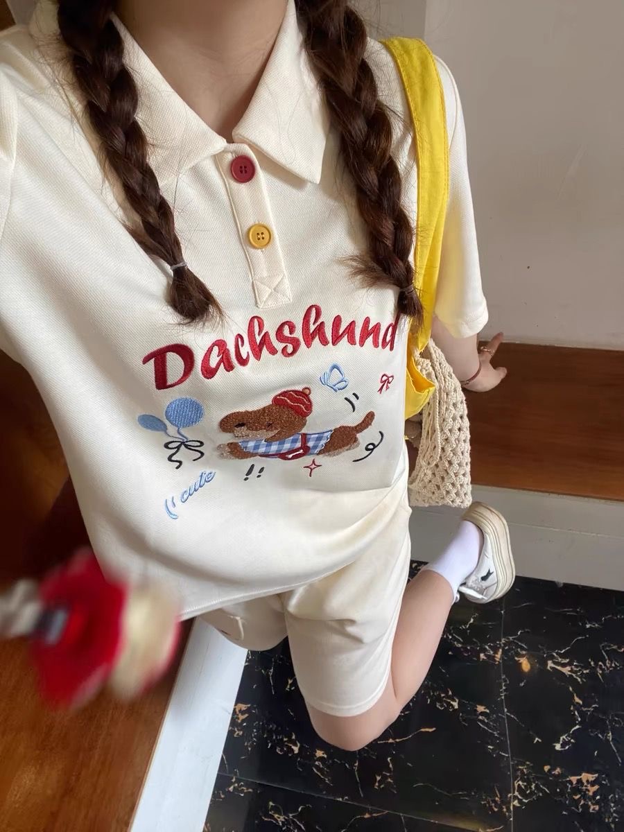 Kawaii Nakış Köpek Japonya Tar - Summer Clothing Japan incelemesi ve fiyatı
