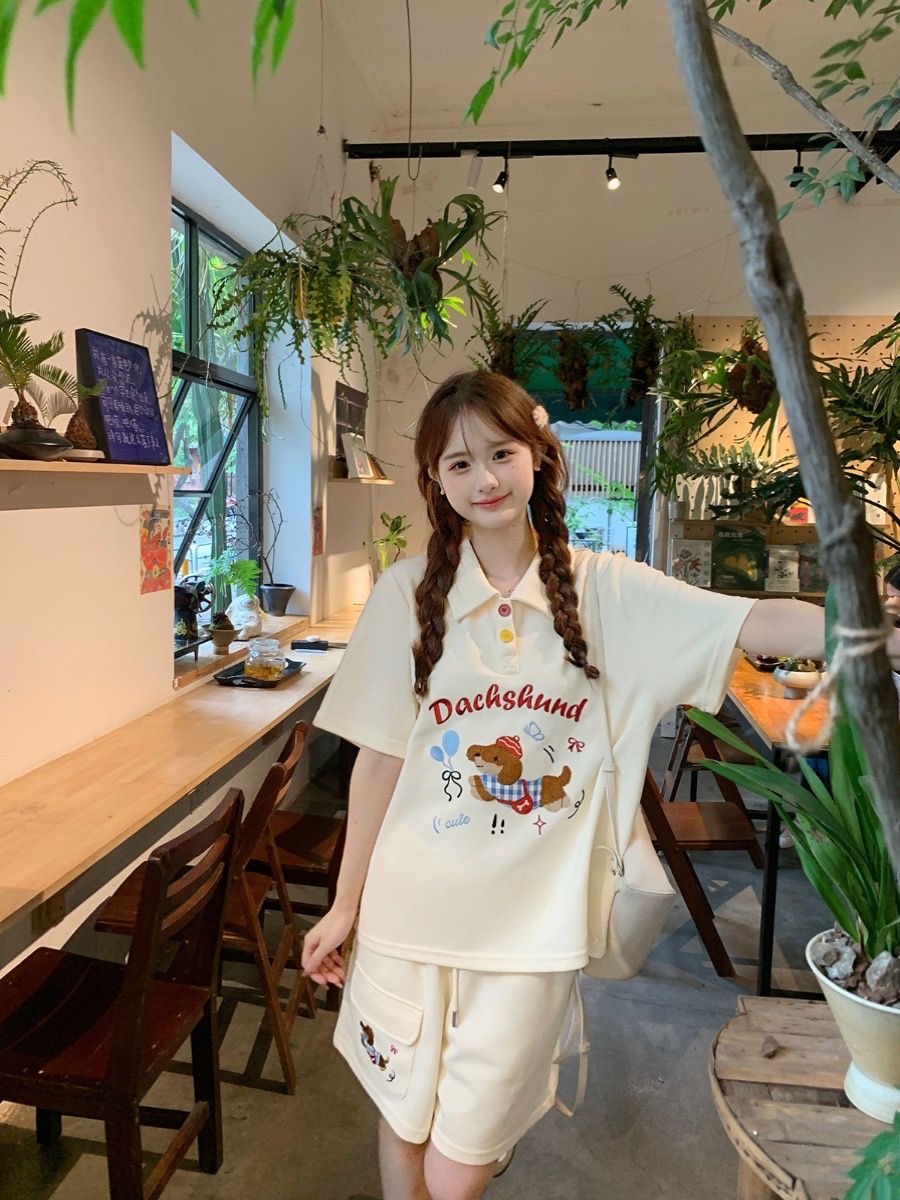 Kawaii Nakış Köpek Japonya Tar - Summer Clothing Japan incelemesi ve fiyatı